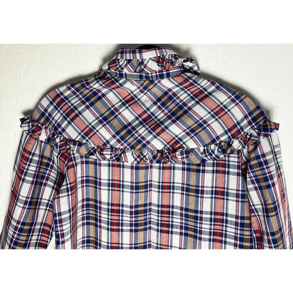 Vintage Romance California Womens Plaid Button Up Blouse Ruffles Western Country - Picture 4 of 9